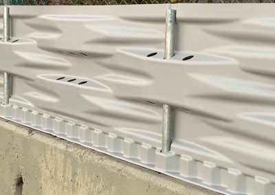A close up image of a Glare Screen or Pedestrian Barrier.