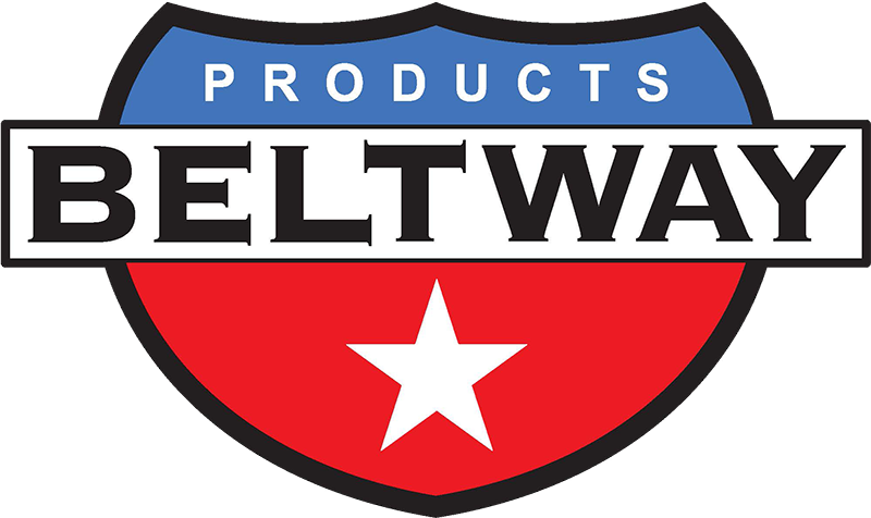 BeltwayUSA Shield-shaped logo with "PRODUCTS" above "BELTWAY" and a white star on a red background at the bottom, concrete barrier screens